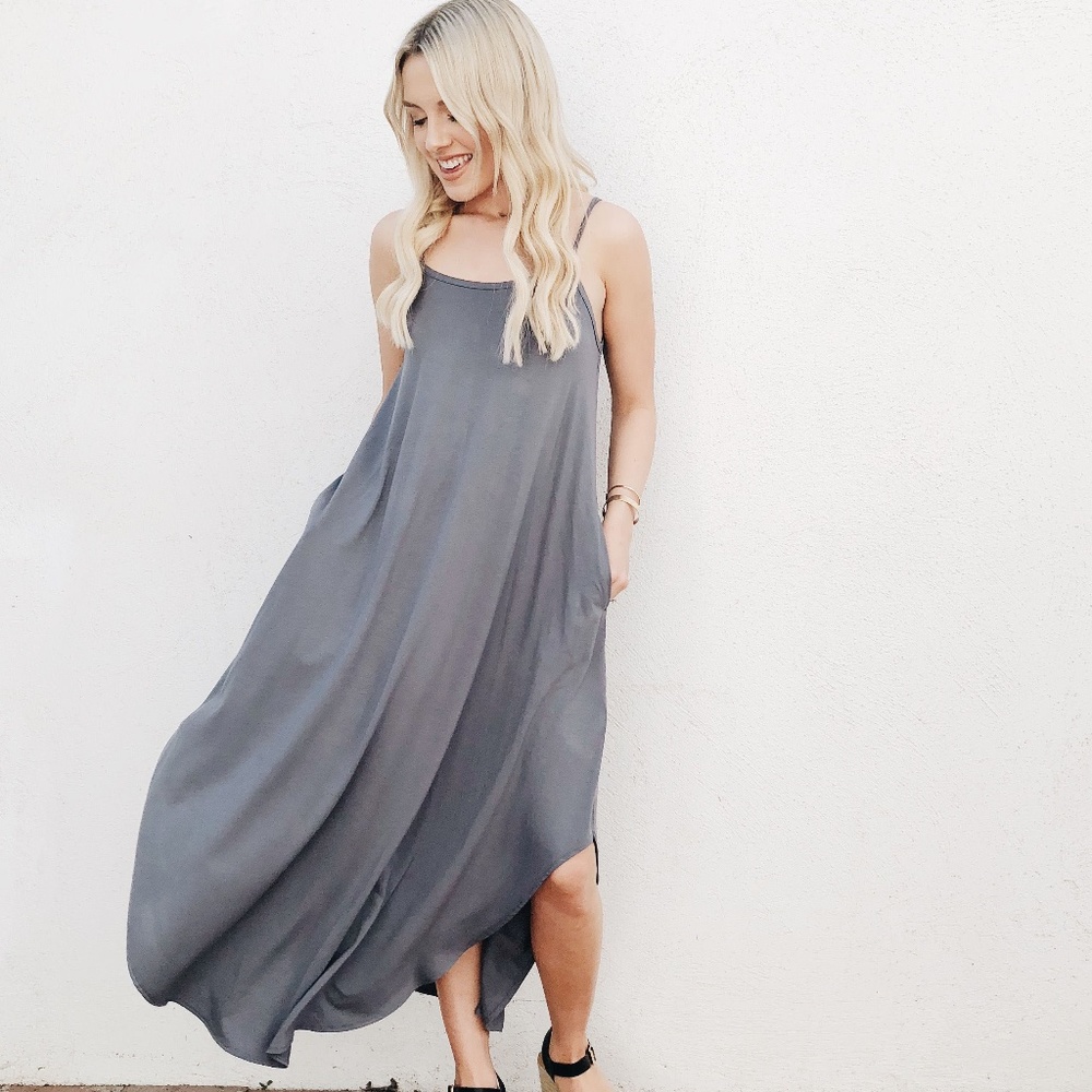 CJLA Gray Flowy Maxi Dress